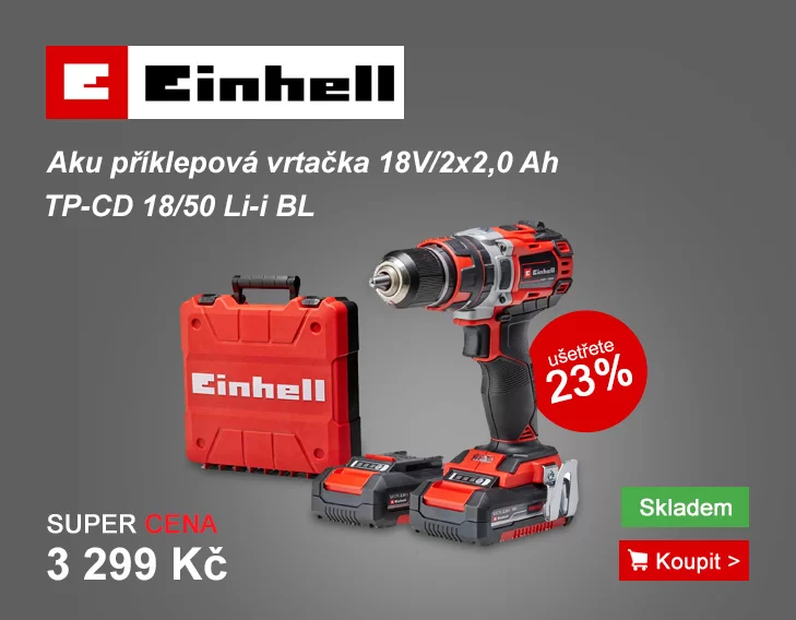 Aku příklepová vrtačka 18V/2x2,0Ah TP-CD 18/50 Li-i BL Cordless