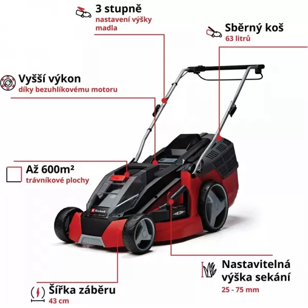 Aku sekačka na trávu 36V/2x4,0Ah GE-CM 43 Li M Kit Einhell 3413130