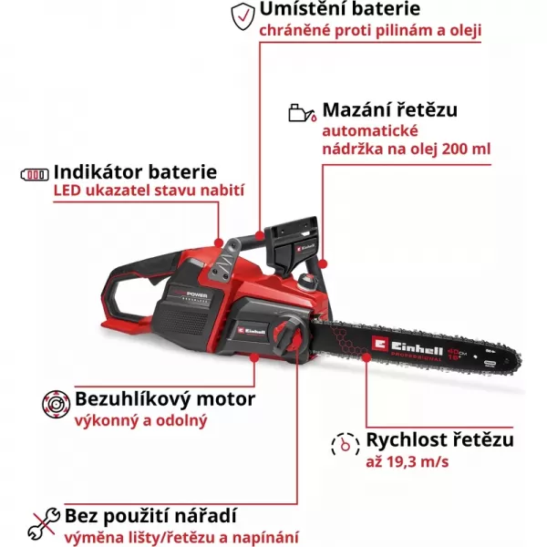 Aku řetězová pila 36V/bez aku GP-LC 36/40 Li BL-Solo Einhell 4600050