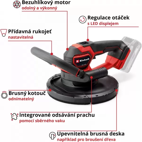 Aku bruska na sádrokarton 18V/bez aku TP-DWS 18/225 Li BL Solo Einhell 4259995