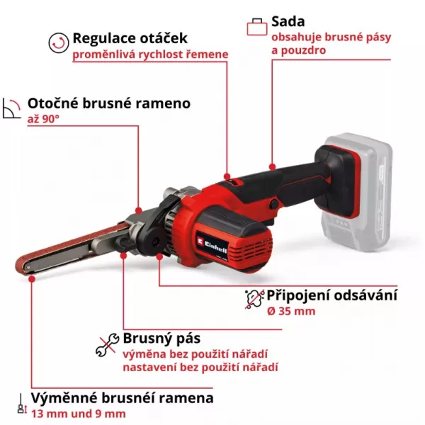 Aku mini pásová bruska 18V/bez aku TE-BF 18 Li - Solo Einhell 4461000